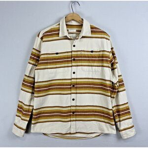 KATIN‎ Flannel Shirt Mens Small Striped Long Sleeve Button Up Tan Southwest